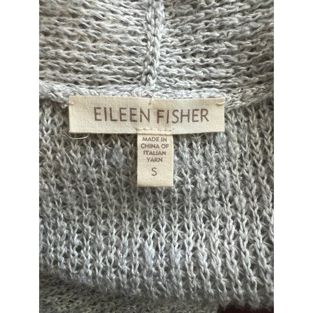Eileen Fisher Open Front Long Tunic Knit Top Short Sleeves Cream Size S - Picture 9 of 10
